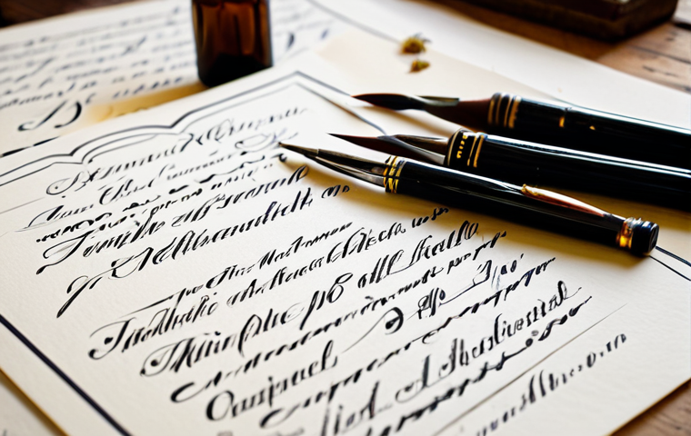 **Prompt:** "A professional calligrapher, fully clothed, meticulously crafting elegant wedding invitations with Italic script, using a brush pen on parchment paper, surrounded by vintage ink bottles and quills in a brightly lit studio, safe for work, appropriate content, perfect anatomy, natural proportions, professional, high resolution."