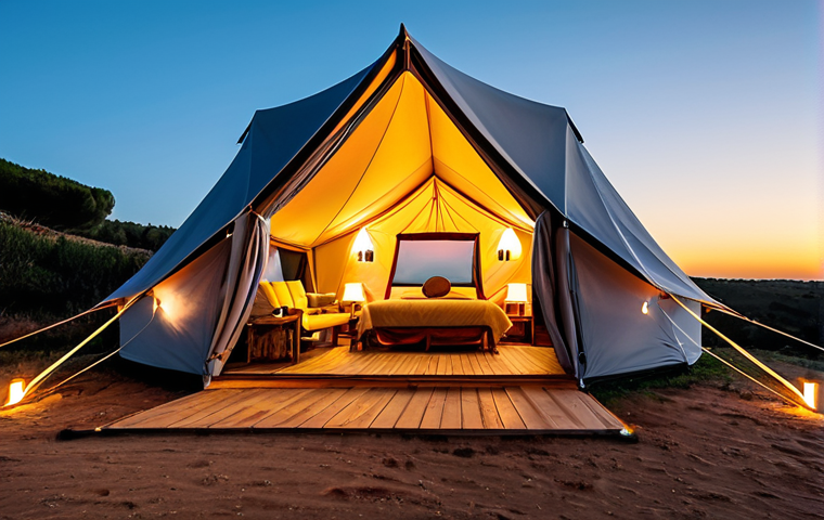 색다른 캠핑장 체험 - Glamping in Portugal**
"A luxurious glamping tent nestled in the Algarve region of Portugal, fully ...